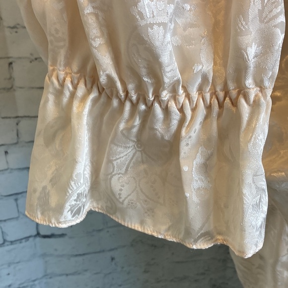VICTORIA'S SECRET Vintage Gold Label Ivory Babydoll Satin Gown M/L Sexy Ruffles - Picture 6 of 16